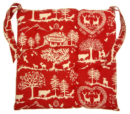 Provence Seat Pad with ties (Home Sweet Home. red) - Click Image to Close