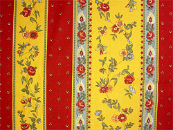 Provence Fabric (floral roses x red yellow, striped) - Click Image to Close