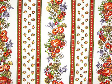 Provence Fabric (floral white x red, striped) - Click Image to Close