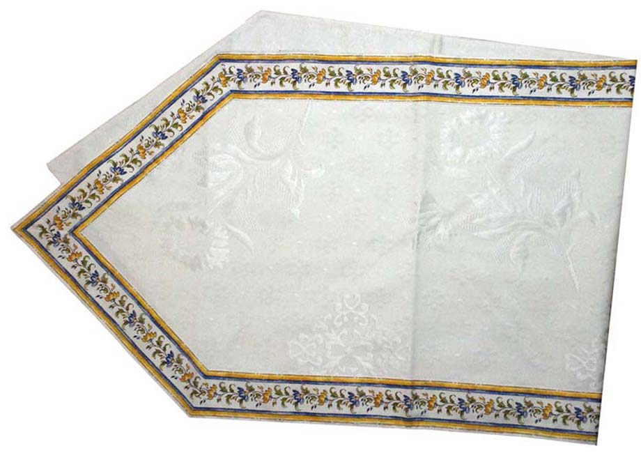 Provencal Jacquard Table runner (Moustiers flower pattern. raw) - Click Image to Close