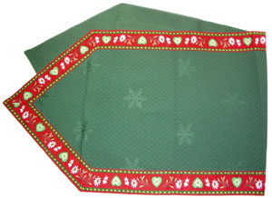 French Alps table runner (Christmas. bordeaux x green)