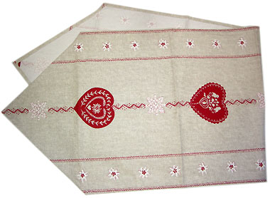 French Alps table runner (Christmas. natural x bordeaux)