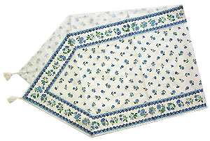 Provencal Table center - runner (flower pattern. white x blue) - Click Image to Close