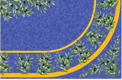 Oval Tableclothes on Maussane Blue X Yellow French Coated Rectangle Oval Tablecloths