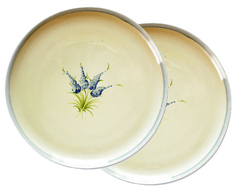 Provence hand made pottery set of 2 dinner plates (LAVENDER 