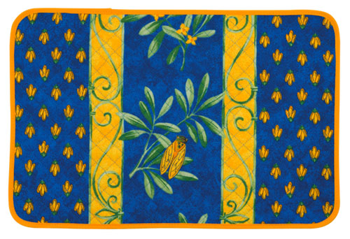 Olivia Blue & Yellow Cotton Jacquard Dish Towel by Tissus Toselli