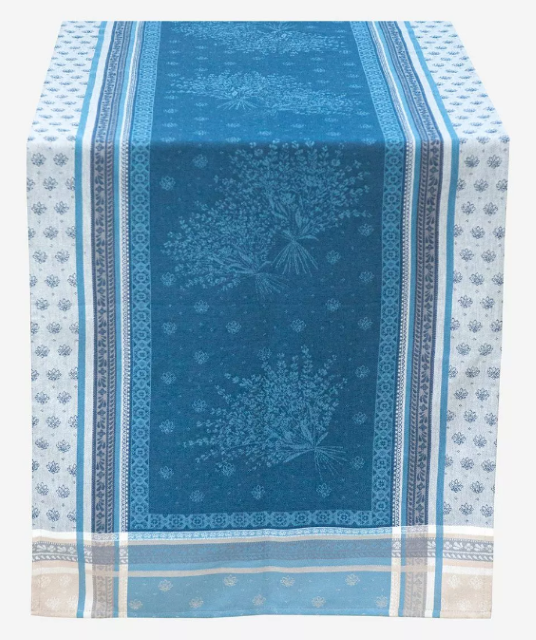 Jacquard Teflon Table runner (Lourmarin. bleu)